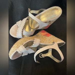 Size 9.5 wedges with colorful heel detail